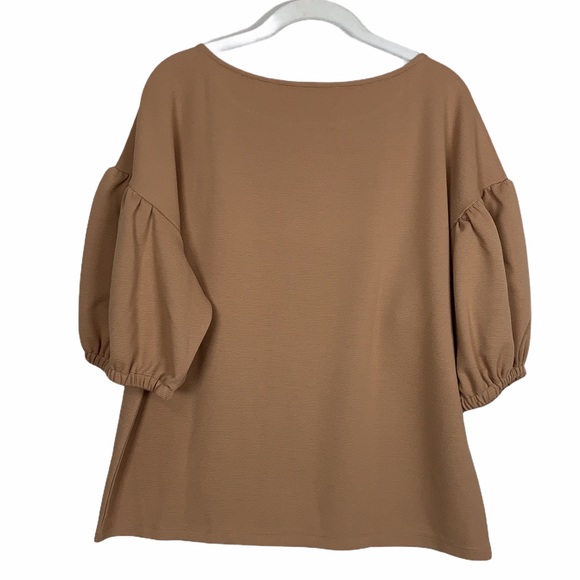 Ann Taylor Puffy Sleeve Ponte Knit Ribbed Top - Picture 2 of 8